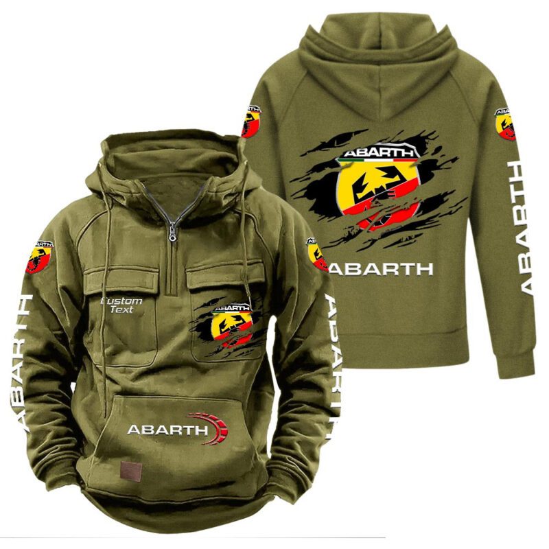 Abarth Vintage Quarter Zip Hoodie Retro Hoodie LQZ1051 3