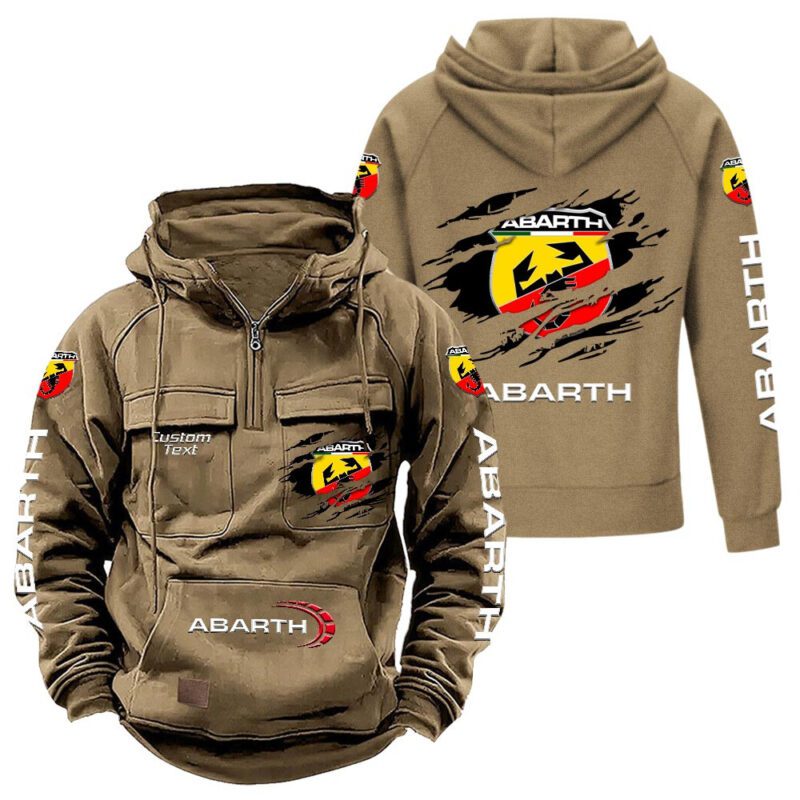 Abarth Vintage Quarter Zip Hoodie Retro Hoodie LQZ1051 4