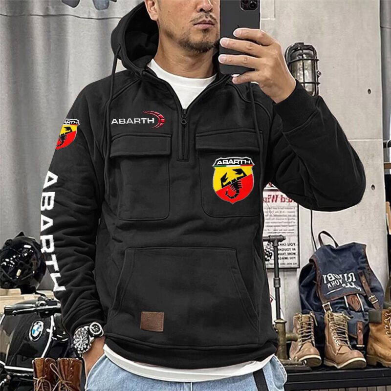 Abarth Vintage Quarter Zip Hoodie Retro Hoodie LQZ1104 1
