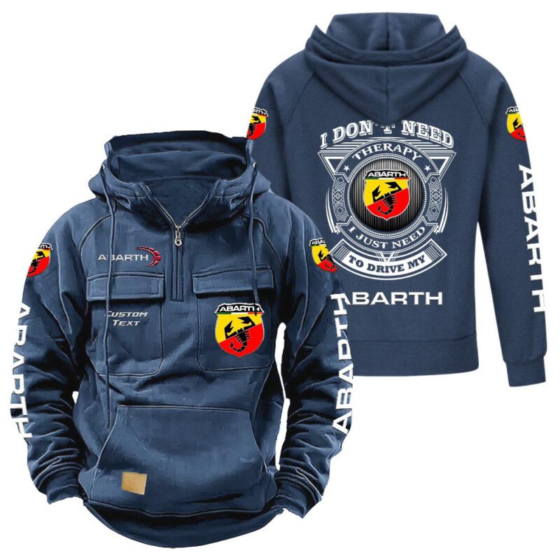 Abarth Vintage Quarter Zip Hoodie Retro Hoodie LQZ1246 2