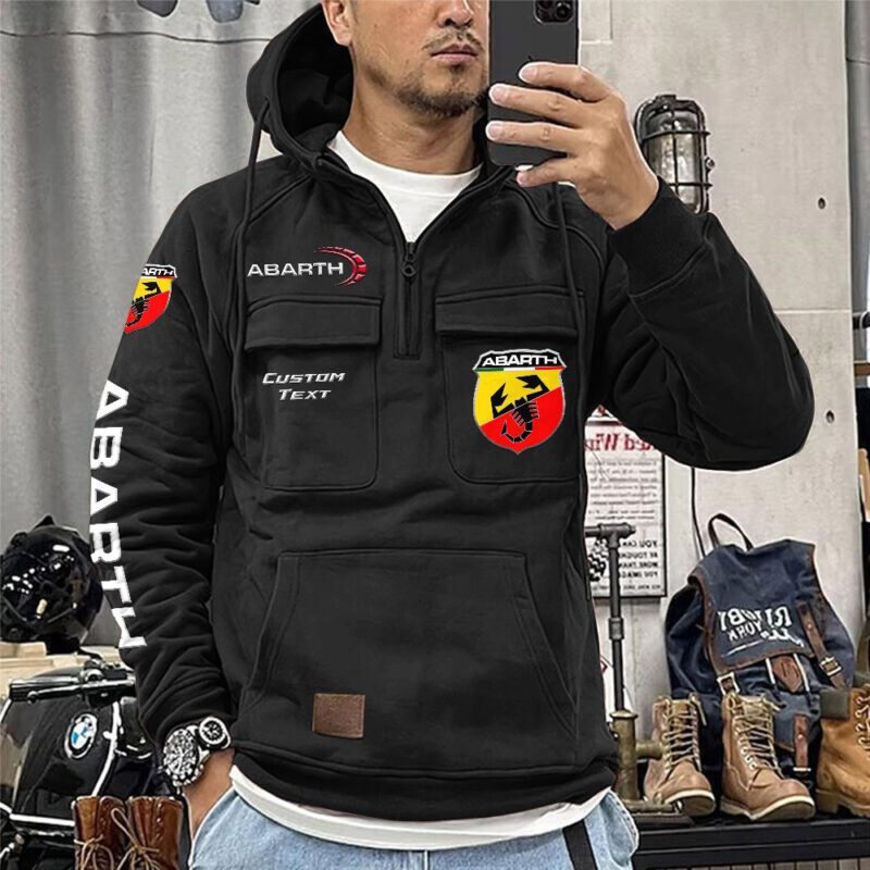 Abarth Vintage Quarter Zip Hoodie Retro Hoodie LQZ1364 1