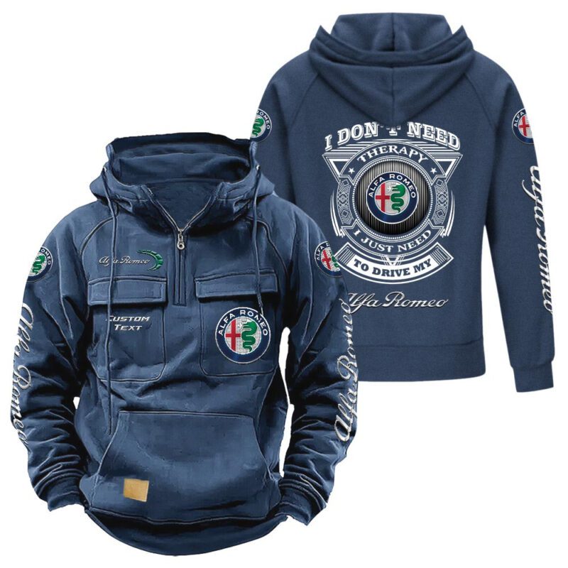Alfa Romeo Vintage Quarter Zip Hoodie Retro Hoodie LQZ1297 2