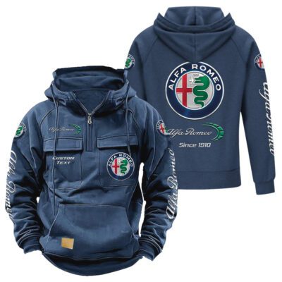 Alfa Romeo Vintage Quarter Zip Hoodie Retro Hoodie LQZ1380 2 Alfa Romeo Vintage Quarter Zip Hoodie Retro Hoodie LQZ1380 2