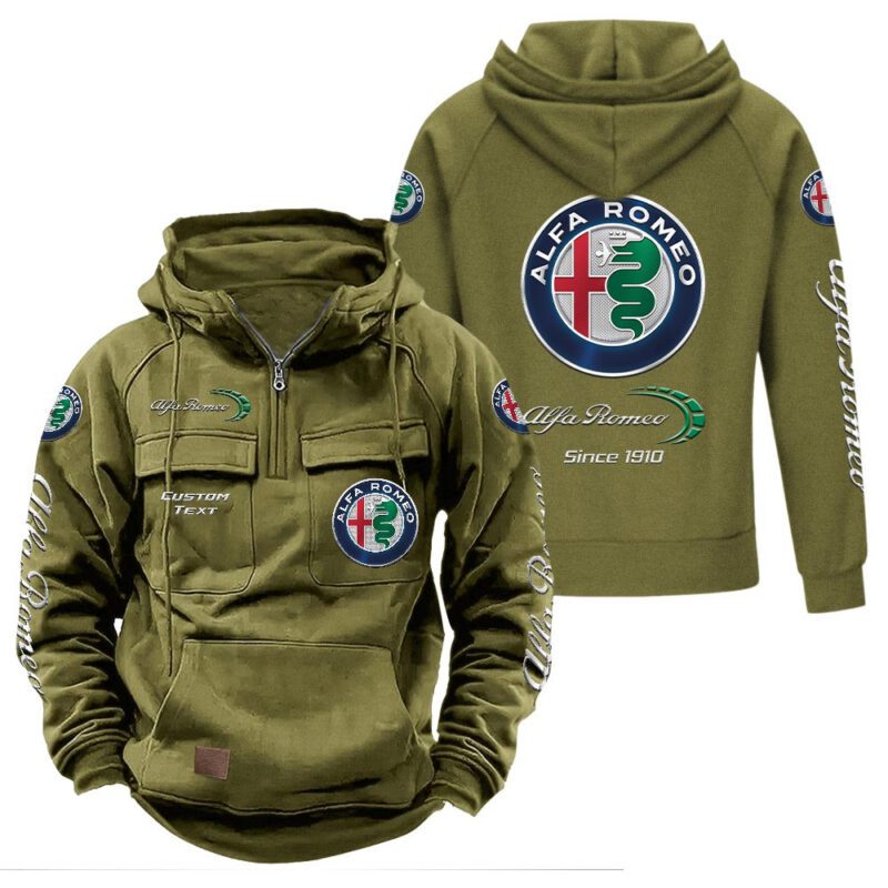 Alfa Romeo Vintage Quarter Zip Hoodie Retro Hoodie LQZ1380 3