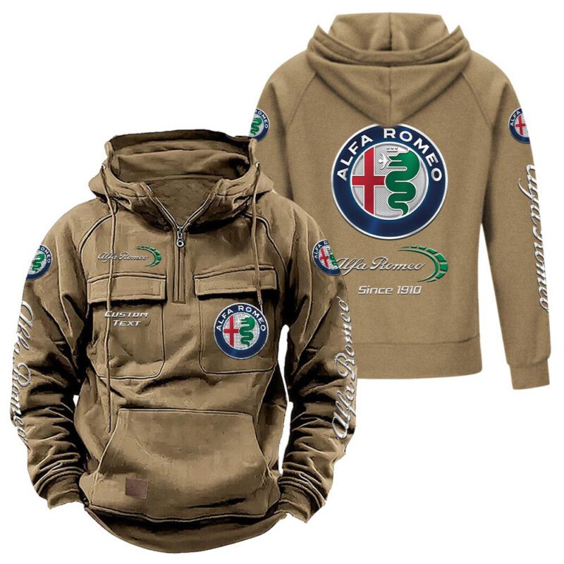 Alfa Romeo Vintage Quarter Zip Hoodie Retro Hoodie LQZ1380 4