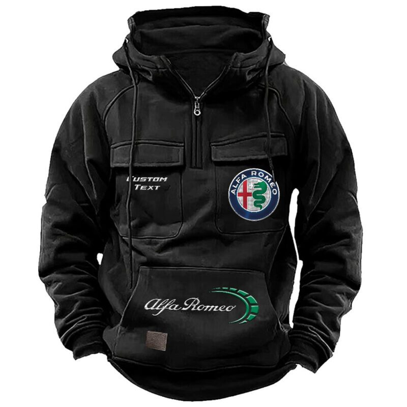 Alfa Romeo Vintage Quarter Zip Hoodie Retro Hoodie LQZ1501 1