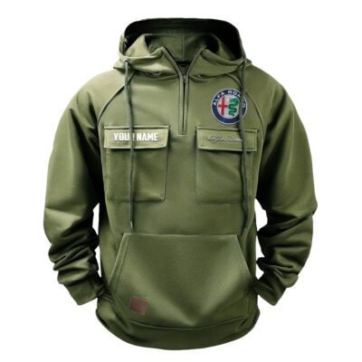 Alfa Romeo Vintage Quarter Zip Hoodie Retro Hoodie LQZ1526 2 Alfa Romeo Vintage Quarter Zip Hoodie Retro Hoodie LQZ1526 2