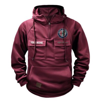 Alfa Romeo Vintage Quarter Zip Hoodie Retro Hoodie LQZ1526 4 Alfa Romeo Vintage Quarter Zip Hoodie Retro Hoodie LQZ1526 4