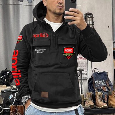Aprilia Vintage Quarter Zip Hoodie Retro Hoodie LQZ1191 1
