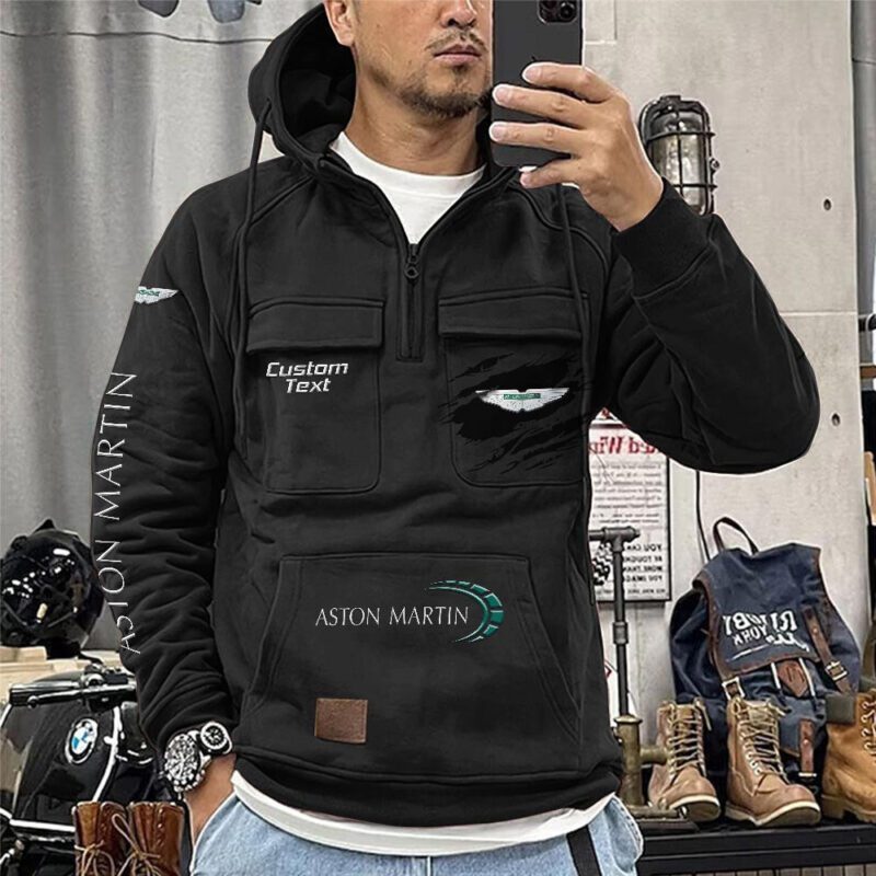 Aston Martin Vintage Quarter Zip Hoodie Retro Hoodie LQZ1063 1