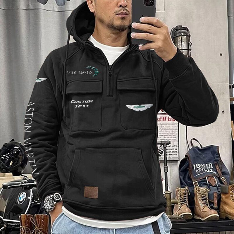 Aston Martin Vintage Quarter Zip Hoodie Retro Hoodie LQZ1216 1