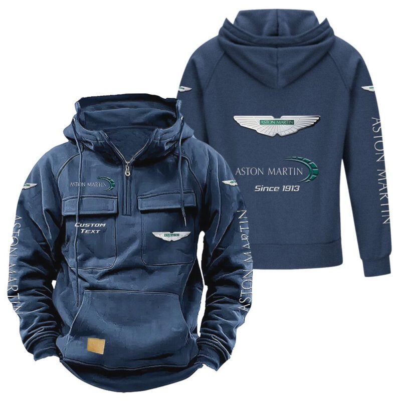 Aston Martin Vintage Quarter Zip Hoodie Retro Hoodie LQZ1350 2