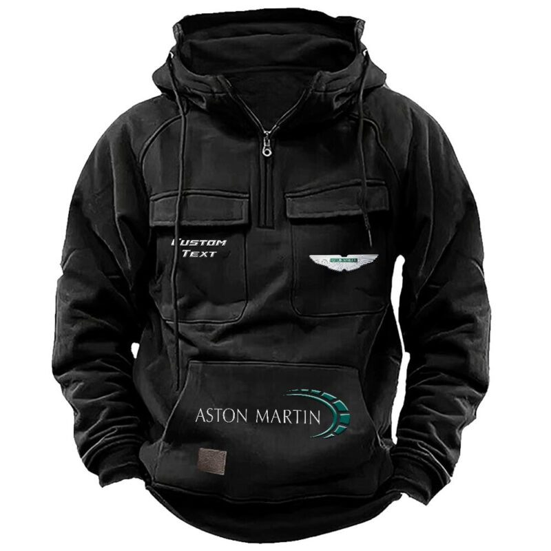 Aston Martin Vintage Quarter Zip Hoodie Retro Hoodie LQZ1436 1
