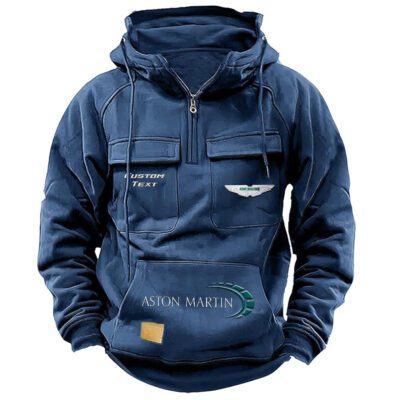 Aston-Martin Vintage Quarter Zip Hoodie Retro Hoodie LQZ1436 2 Aston Martin Vintage Quarter Zip Hoodie Retro Hoodie LQZ1436 2
