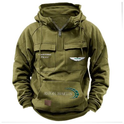 Aston-Martin Vintage Quarter Zip Hoodie Retro Hoodie LQZ1436 3 Aston Martin Vintage Quarter Zip Hoodie Retro Hoodie LQZ1436 3