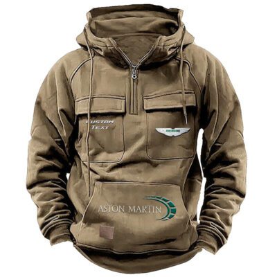 Aston-Martin Vintage Quarter Zip Hoodie Retro Hoodie LQZ1436 4 Aston Martin Vintage Quarter Zip Hoodie Retro Hoodie LQZ1436 4