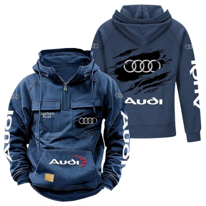 Audi Vintage Quarter Zip Hoodie Retro Hoodie LQZ1014 2