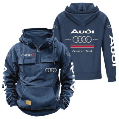 Audi Vintage Quarter Zip Hoodie Retro Hoodie LQZ1131 2