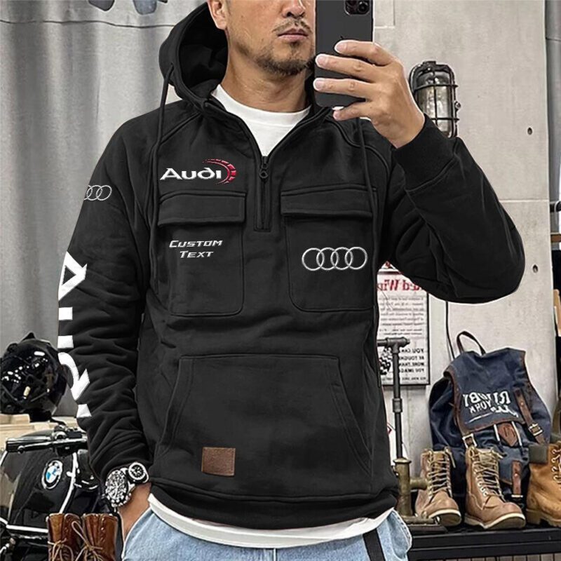 Audi Vintage Quarter Zip Hoodie Retro Hoodie LQZ1240 1