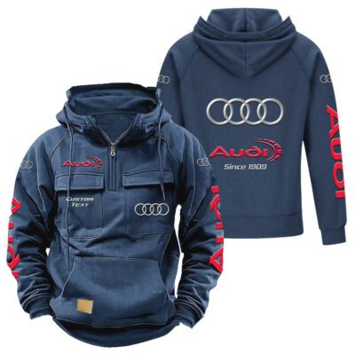 Audi Vintage Quarter Zip Hoodie Retro Hoodie LQZ1366 2