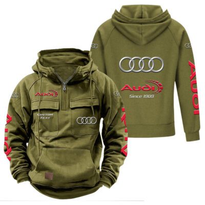 Audi Vintage Quarter Zip Hoodie Retro Hoodie LQZ1366 3