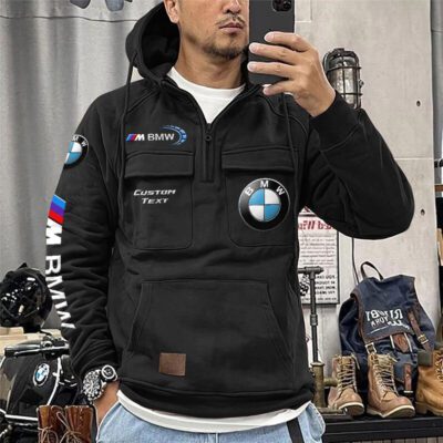 BMW M Vintage Quarter Zip Hoodie Retro Hoodie LQZ1248 1 BMW M Vintage Quarter Zip Hoodie Retro Hoodie LQZ1248 1