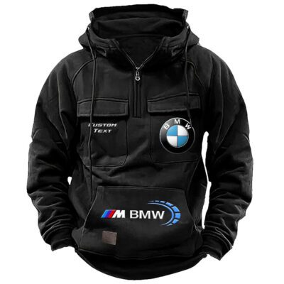 BMW M Vintage Quarter Zip Hoodie Retro Hoodie LQZ1460 1 BMW M Vintage Quarter Zip Hoodie Retro Hoodie LQZ1460 1