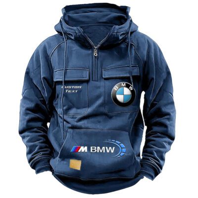BMW M Vintage Quarter Zip Hoodie Retro Hoodie LQZ1460 2 BMW M Vintage Quarter Zip Hoodie Retro Hoodie LQZ1460 2