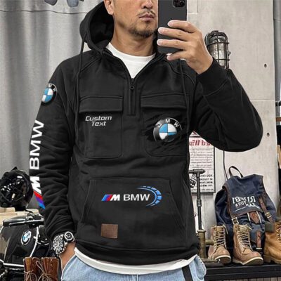 BMW M Vintage Quarter Zip Hoodie Retro Hoodie LQZ1567 1 BMW M Vintage Quarter Zip Hoodie Retro Hoodie LQZ1567 1