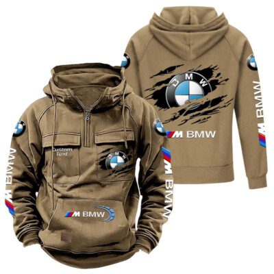 BMW M Vintage Quarter Zip Hoodie Retro Hoodie LQZ1567 4 BMW M Vintage Quarter Zip Hoodie Retro Hoodie LQZ1567 4