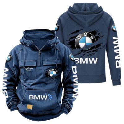 BMW Vintage Quarter Zip Hoodie Retro Hoodie LQZ1046 2