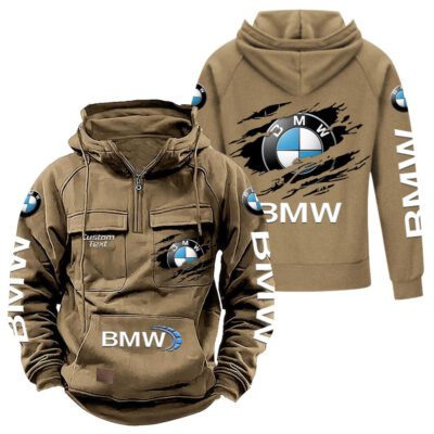 BMW Vintage Quarter Zip Hoodie Retro Hoodie LQZ1046 4