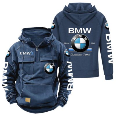 BMW Vintage Quarter Zip Hoodie Retro Hoodie LQZ1155 2