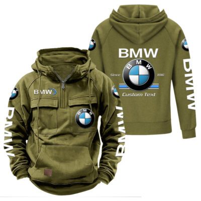 BMW Vintage Quarter Zip Hoodie Retro Hoodie LQZ1155 3