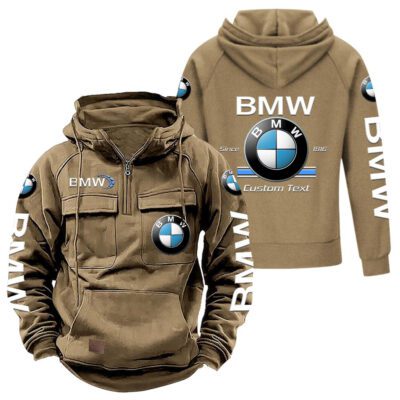 BMW Vintage Quarter Zip Hoodie Retro Hoodie LQZ1155 4