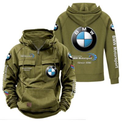 BMW Vintage Quarter Zip Hoodie Retro Hoodie LQZ1323 3