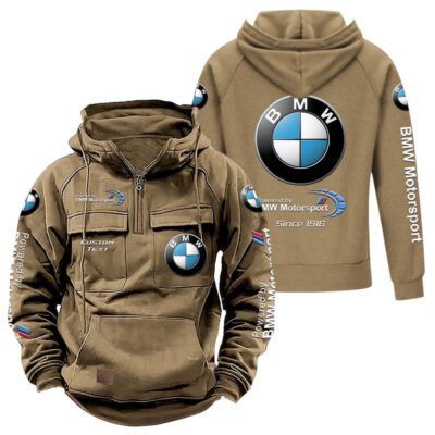 BMW Vintage Quarter Zip Hoodie Retro Hoodie LQZ1323 4