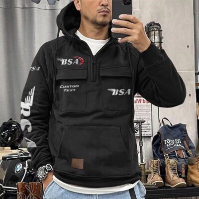 BSA Vintage Quarter Zip Hoodie Retro Hoodie LQZ1332 1