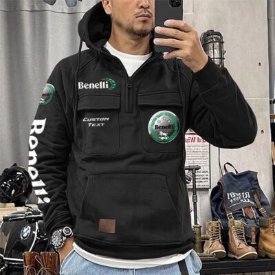 Benelli Vintage Quarter Zip Hoodie Retro Hoodie LQZ1312 1 Benelli Vintage Quarter Zip Hoodie Retro Hoodie LQZ1312 1