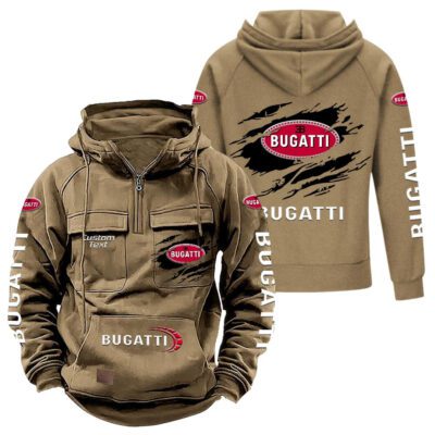 Bugatti Vintage Quarter Zip Hoodie Retro Hoodie LQZ1015 4 Bugatti Vintage Quarter Zip Hoodie Retro Hoodie LQZ1015 4