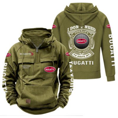 Bugatti Vintage Quarter Zip Hoodie Retro Hoodie LQZ1277 3