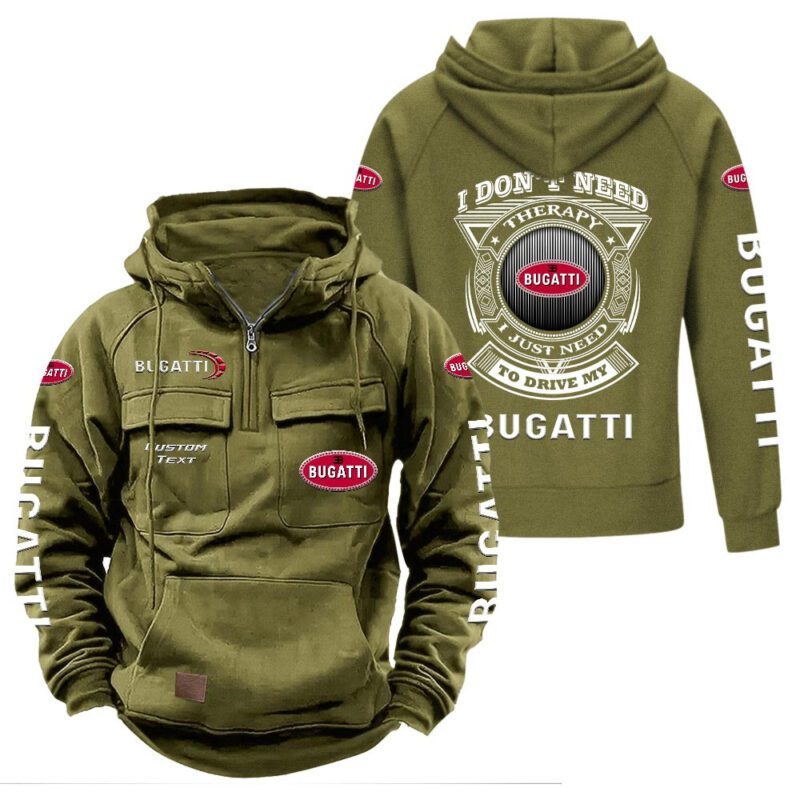 Bugatti Vintage Quarter Zip Hoodie Retro Hoodie LQZ1277 3