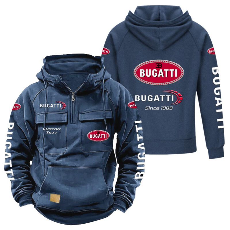 Bugatti Vintage Quarter Zip Hoodie Retro Hoodie LQZ1353 2