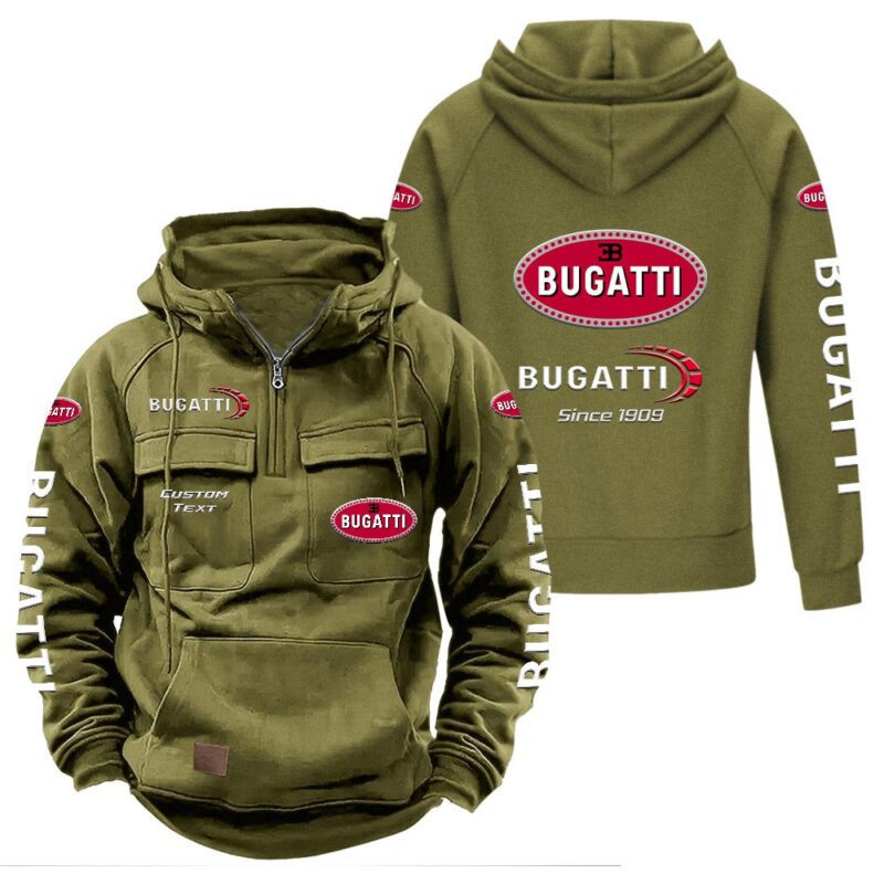 Bugatti Vintage Quarter Zip Hoodie Retro Hoodie LQZ1353 3