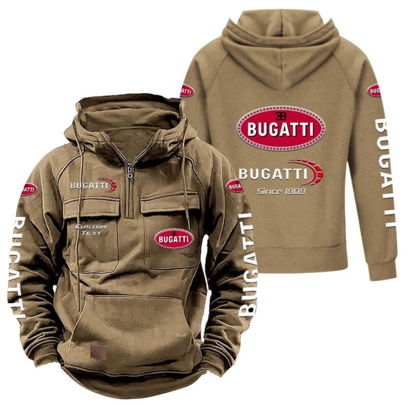 Bugatti Vintage Quarter Zip Hoodie Retro Hoodie LQZ1353 4