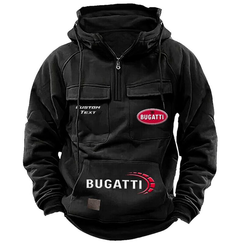 Bugatti Vintage Quarter Zip Hoodie Retro Hoodie LQZ1468 1