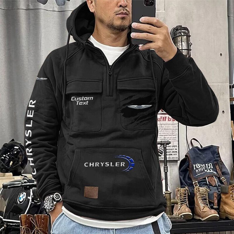 Chrysler Vintage Quarter Zip Hoodie Retro Hoodie LQZ1069 1