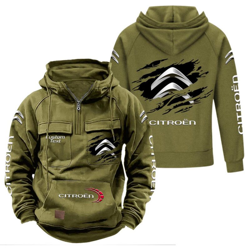 Citroen Vintage Quarter Zip Hoodie Retro Hoodie LQZ1569 3