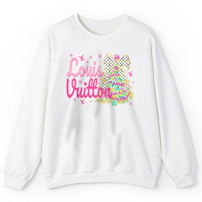 Colorful Glitter Holly Jolly Coquette Christmas Tree Louis Vuitton Unisex Sweatshirt TAS22000 1