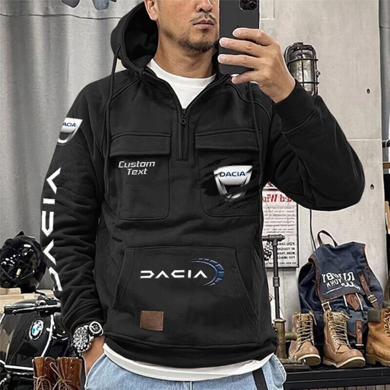 Dacia Vintage Quarter Zip Hoodie Retro Hoodie LQZ1564 1